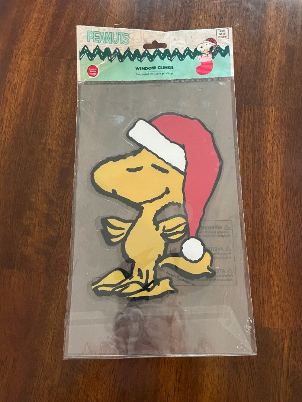 New Peanuts Woodstock Holiday Window Cling Double Sided Reusable 7" x 5"